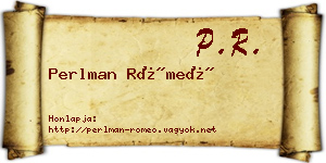 Perlman Rómeó névjegykártya